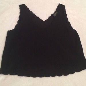 Topshop Cropped Scalloped Tank
